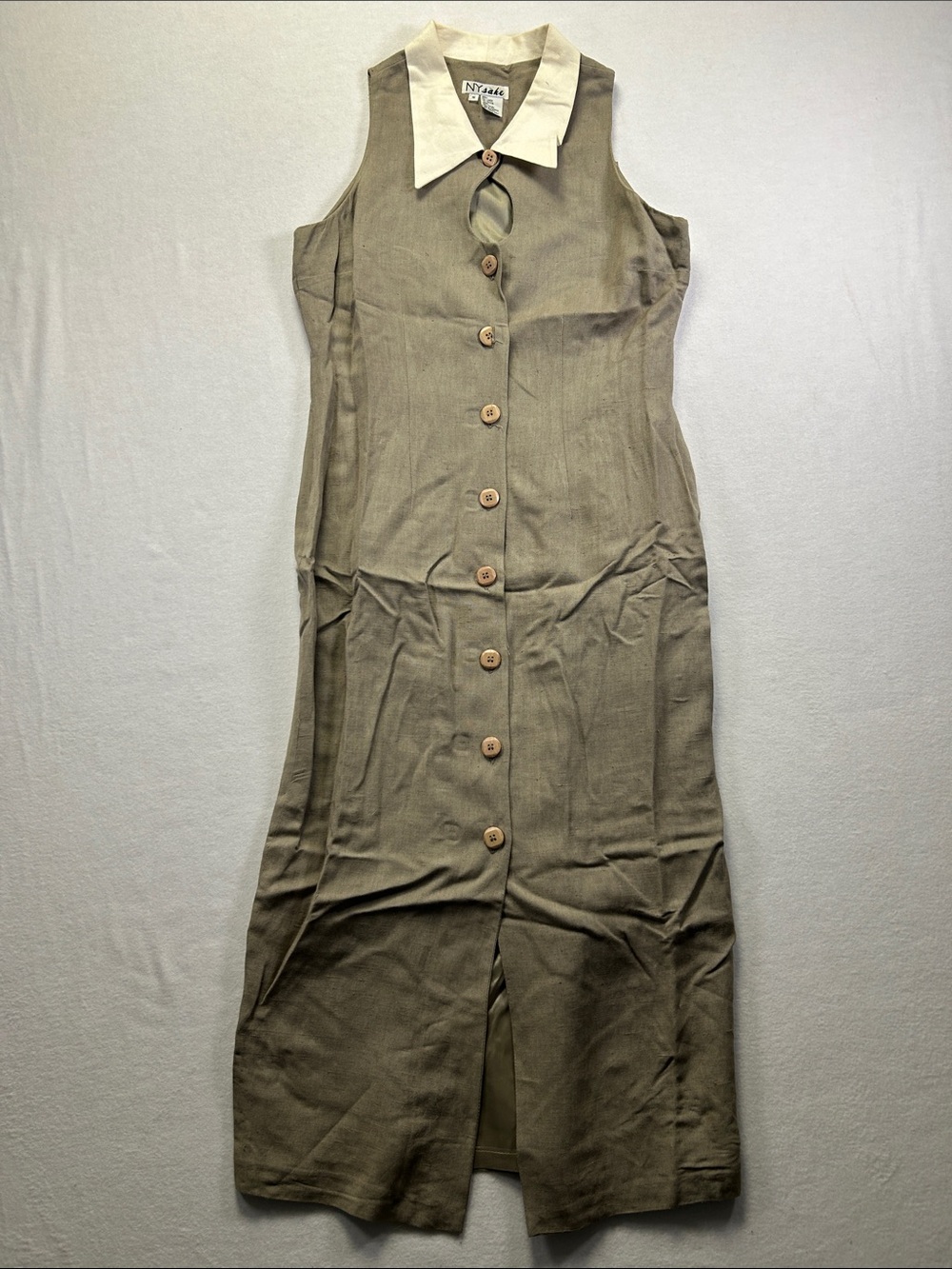 NY Sake Two-Tone Button Collar Dress